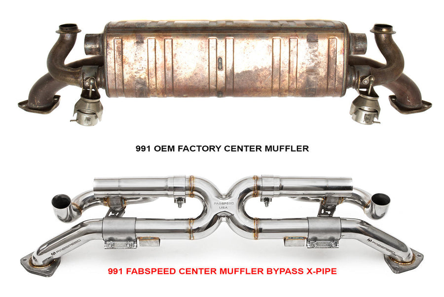 Fabspeed Porsche 991 Carrera Valvetronic Center Muffler Bypass X-Pipe (Valved Exhaust Only) (2012-2016)
